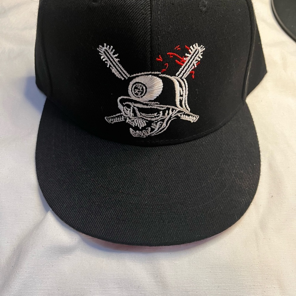 Black Baseball Cap with Skull Embroidery